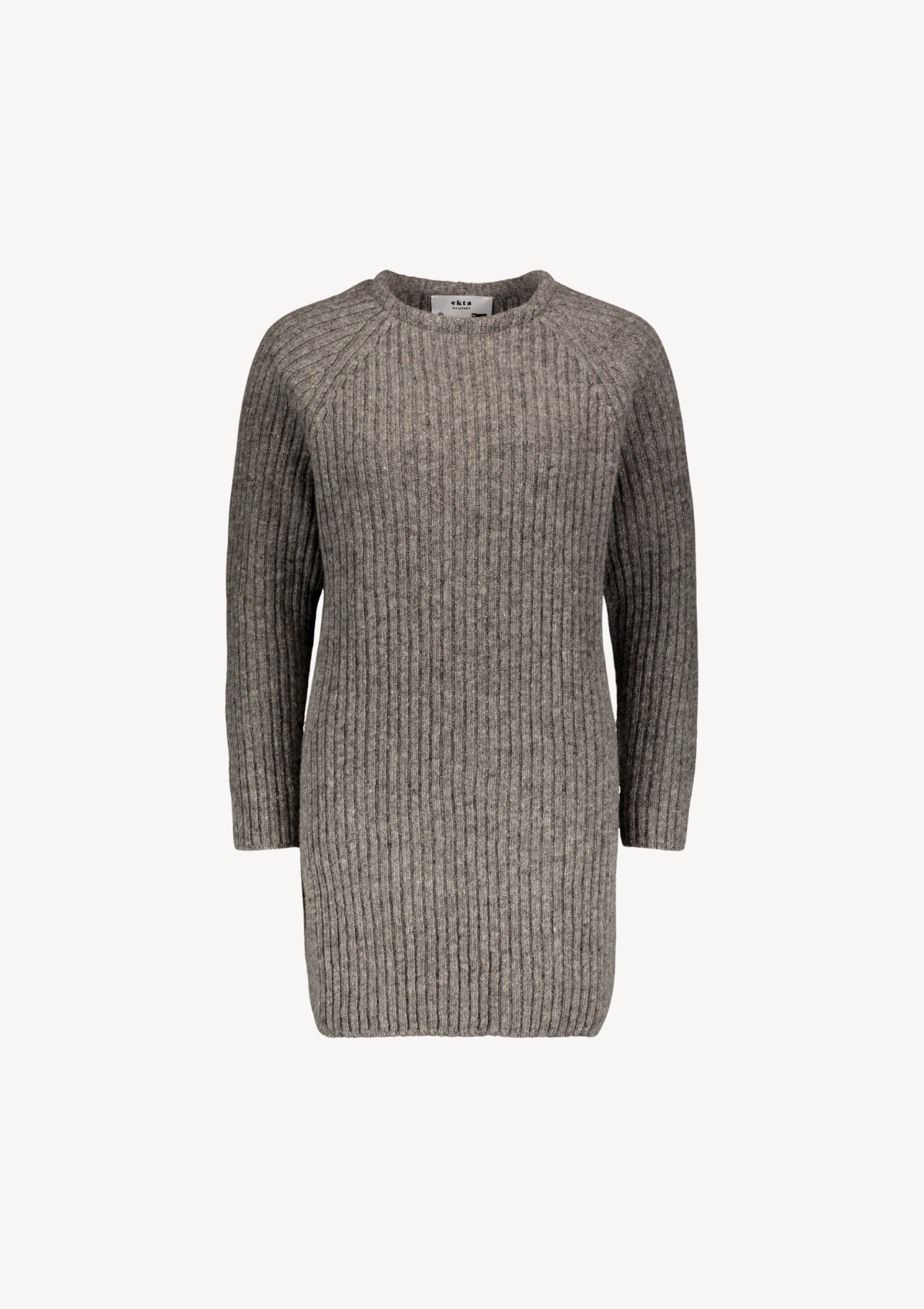 Long rib knit in Finnish sheep wool, grey color, made in Finland