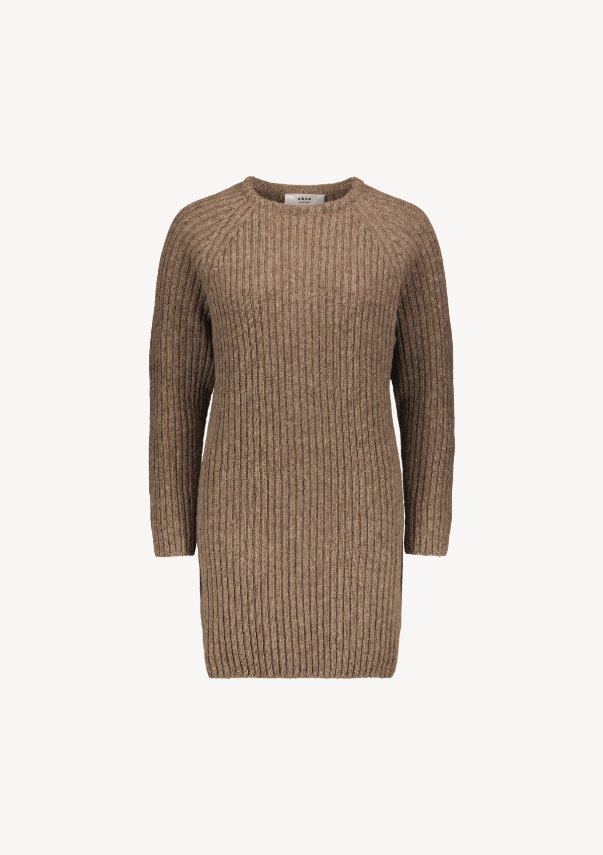 Long rib knit in Finnish sheep wool, beige color, made in Finland