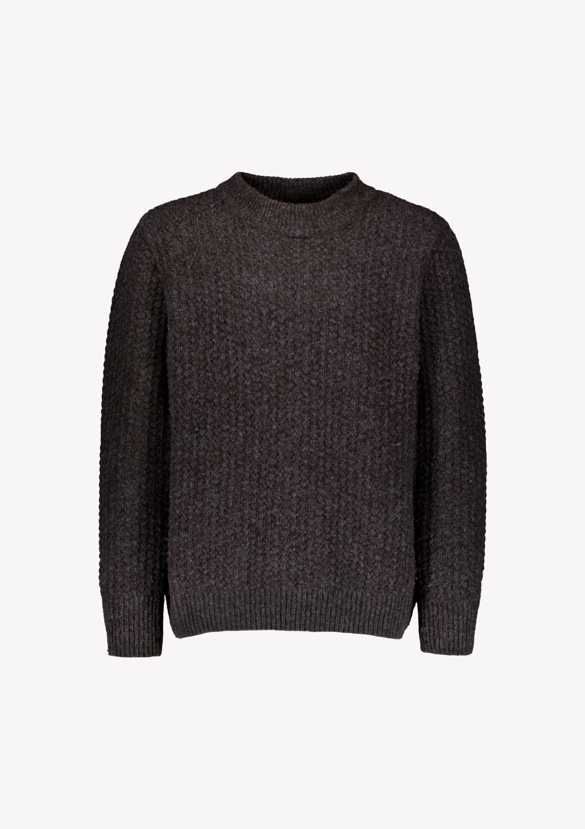 O-neck brown knit made of Finnish responsible sheep wool in Finland