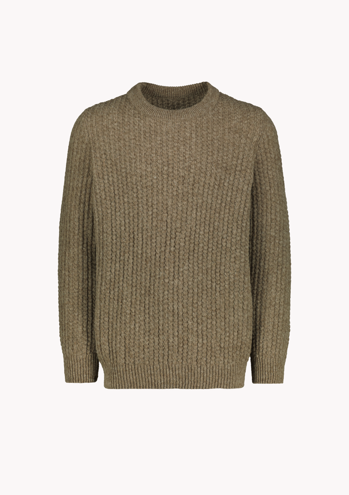 O-neck beige knit made of Finnish responsible sheep wool and manufactured in Finland. 